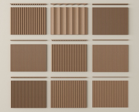  现代护墙板 长城板 格栅板 波浪板3d模型 