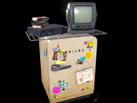 复古家用电器 复古电脑 复古冰箱su模型