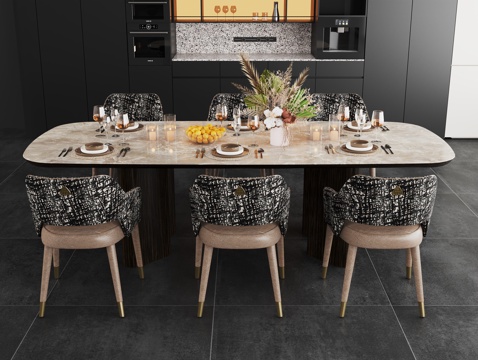 现代餐桌椅组合su模型