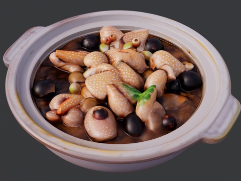一碗砂锅香菇鸡块su模型
