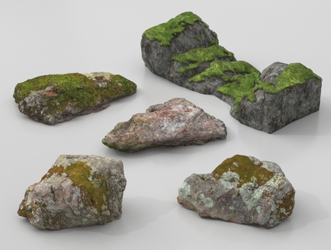  现代园林石头景观石 假山石块岩石造景 景观小品3d模型 