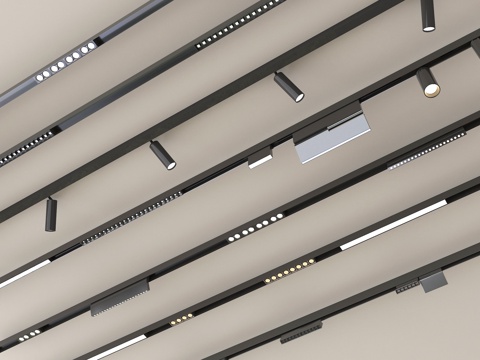 现代筒灯射灯 轨道射灯 线形射灯su模型