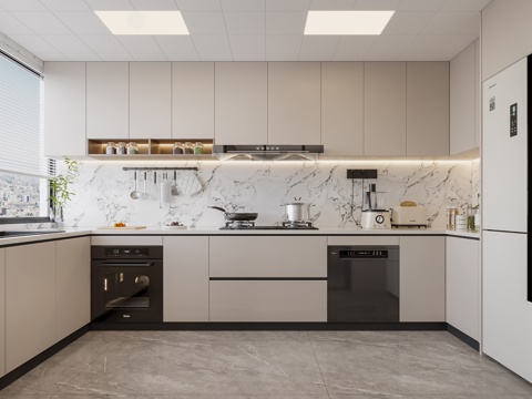  现代厨房 家居厨房 橱柜3d模型 