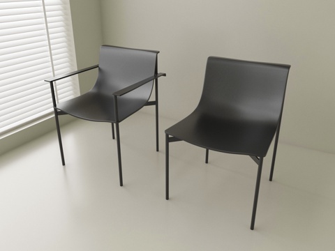 现代休闲椅 单椅 餐椅 金属椅su模型