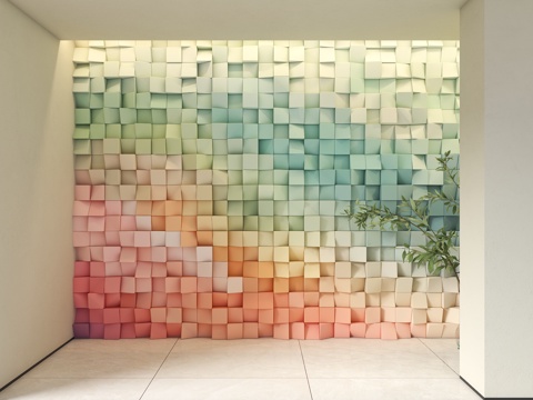 墙面装饰 马赛克墙壁 渐变方块背景墙 文化石 玄关背景墙 渐su模型