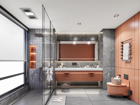 现代简约卫生间_干湿分离卫生间_现代卫生间_现代简约卫生间_su模型su模型