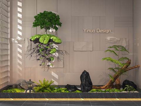  现代室内景观 景观造景 植物组合 庭院景观 景观树 室内造景3d模型 