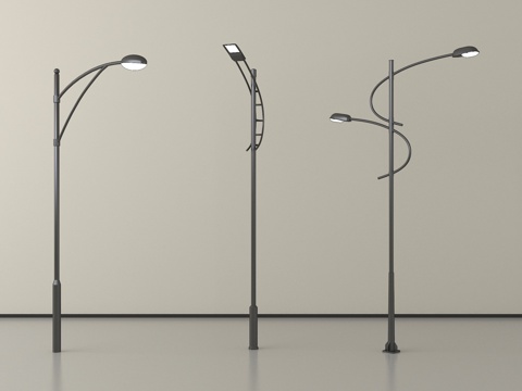 现代路灯 道路路灯 户外灯  高杆灯su模型