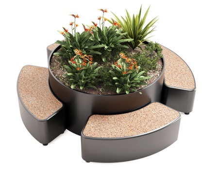 现代户外休息凳 户外椅 户外长椅组合 休闲异形座椅su模型