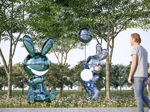 现代兔子雕塑 动物雕塑su模型