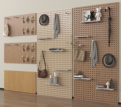  现代洞洞板 墙饰挂件 墙饰板 置物架3d模型 