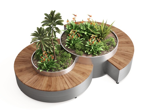  现代户外休息凳 户外椅 户外长椅组合 休闲异形座椅3d模型 