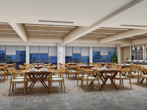  员工食堂3d模型 