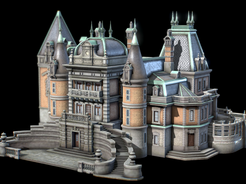 欧式古典建筑 欧式城堡 哥特式建筑 古堡su模型