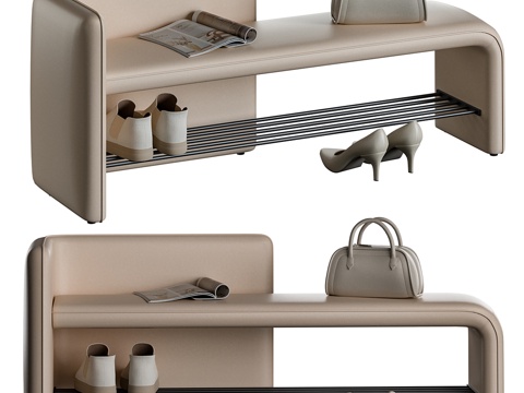  现代意式换鞋凳 鞋架3d模型 