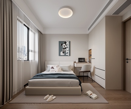  现代男孩房卧室 书桌椅3d模型 