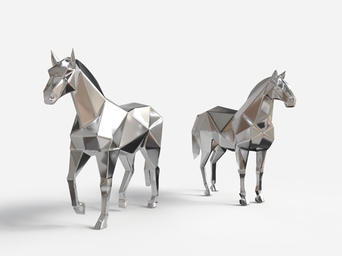  马雕塑 不锈钢马雕塑 动物雕塑 景观雕塑 公园雕塑 鹿艺术雕3d模型 