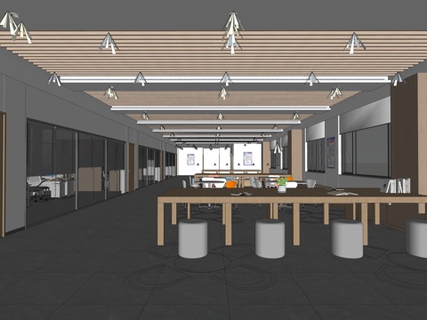 现代活动室 文体活动室 文体活动 办公室su模型