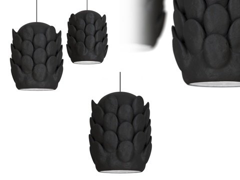 工业风吊灯  火山吊灯 极简黑色吊灯 黑色金属工业风吊灯 工su模型