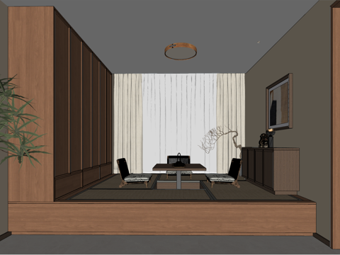 榻榻米茶室su模型