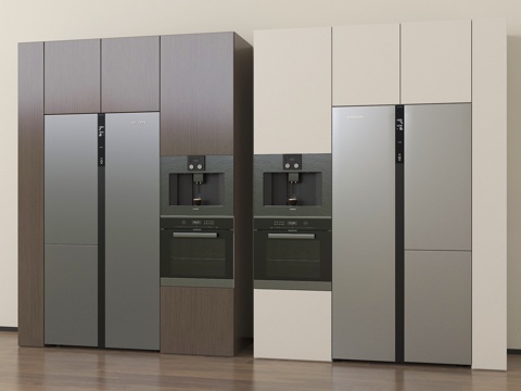  现代冰箱 嵌入式冰箱 嵌入式蒸箱烤箱3d模型 