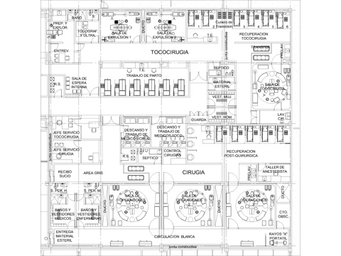 综合医院手术室平面cad施工图