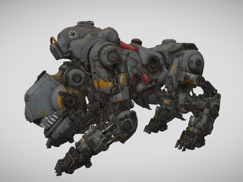 现代工业风机器狗 仿生机器狗 装甲狗su模型