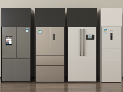  现代冰箱 嵌入式冰箱 四门冰箱 三门冰箱3d模型 