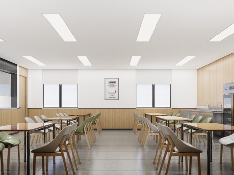 现代餐饮空间 简约食堂su模型