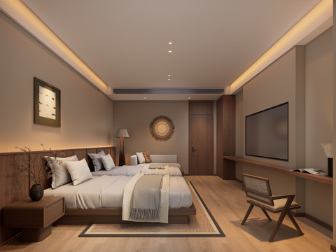 中古民宿客房免费su模型