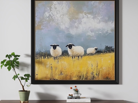 简欧，复古，轻奢，油画，装饰画3d模型