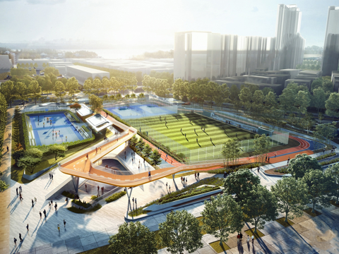 现代线性体育公园 线性步道su模型