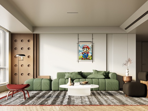  现代客厅3d模型 