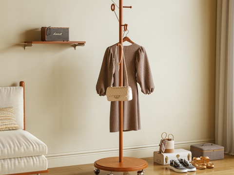 挂衣架 衣帽架 落地衣架 移动架 衣服 摆件3d模型