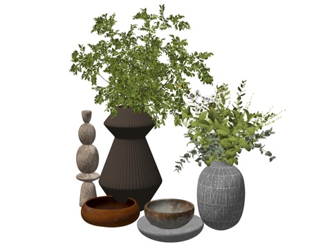 现代庭院植物树su模型