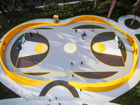 现代户外篮球场su模型