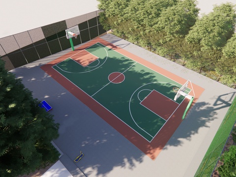 室外篮球场 室外体育公园su模型