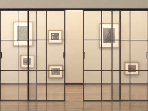 现代玻璃推拉门 窄边框推拉门 玻璃移门 阳台推拉门su模型