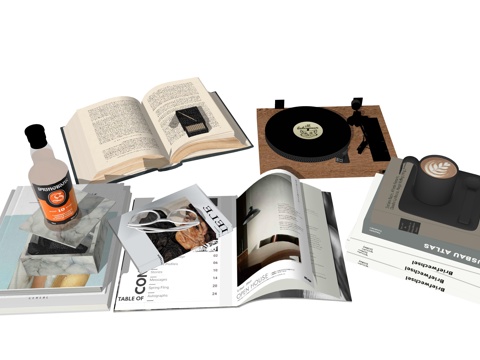 现代书籍摆件su模型