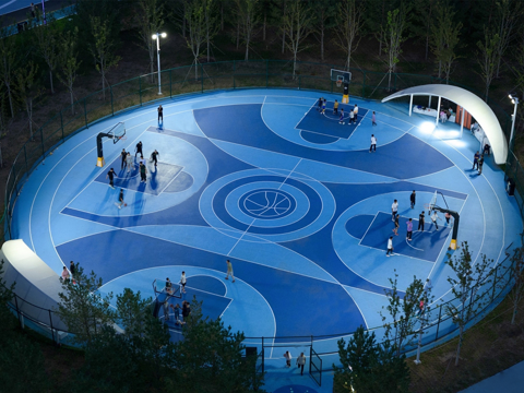 现代圆形篮球场su模型