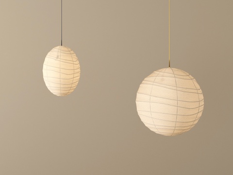 日式吊灯 纸质su模型