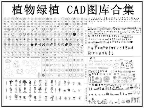 绿植 盆栽 植物 树木 花卉 植物平立面cad施工图