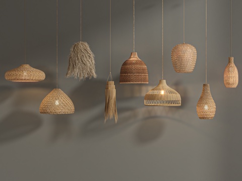 侘寂吊灯su模型