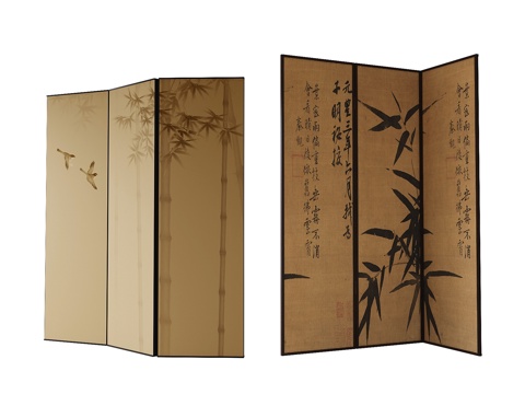  新中式屏风3d模型 