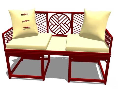 实木沙发 多人沙发 沙发 组合沙发su模型