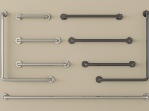 现代卫生间扶手 无障碍扶手 不锈钢护手su模型