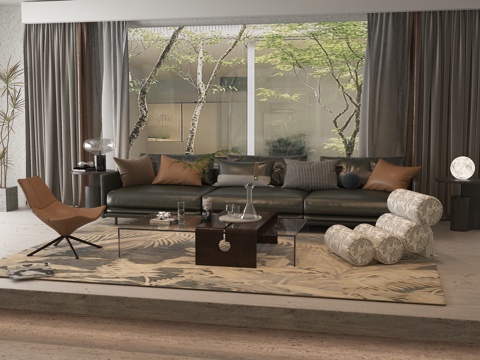  现代客厅3d模型 