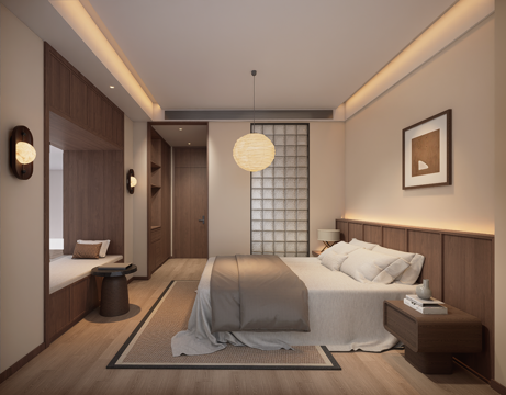 中古民宿客房su模型