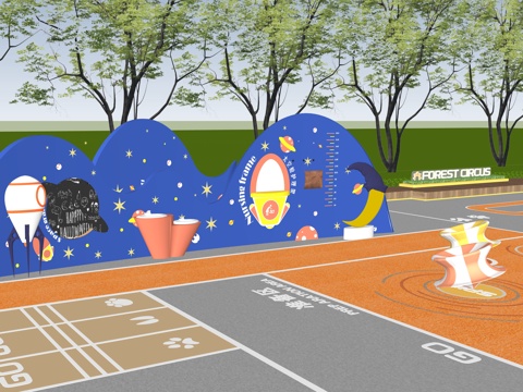 儿童互动景墙  儿童活动空间  儿童活动区su模型