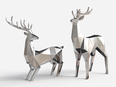  鹿雕塑 不锈钢鹿雕塑 动物雕塑 景观雕塑 公园雕塑 鹿艺术雕3d模型 